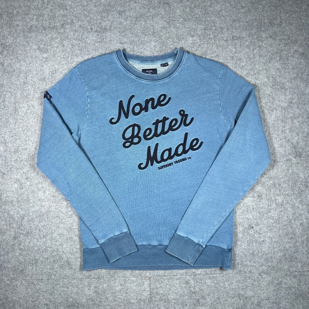 Superdry sweatshirt mens M blue None Better Made graphic crewneck pullover